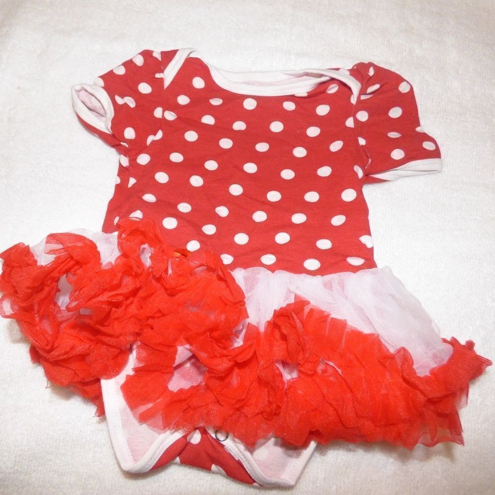 Baby Girls Tulle Tutu Bodysuit/Onesie, Red